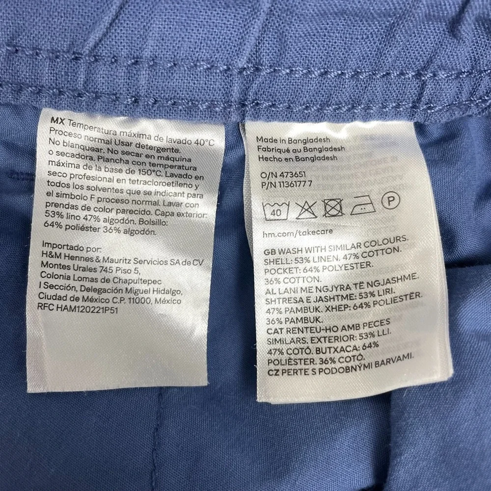 H&M Pants Mens 2XL Blue Cotton Regular Fit Straight Leg High Rise Flat Front